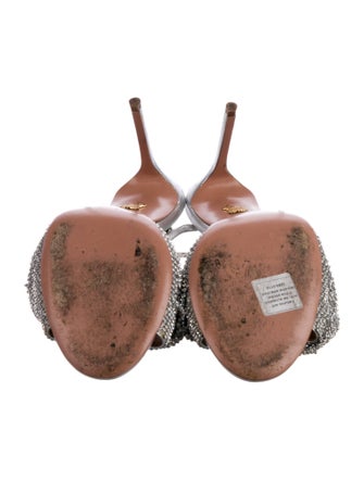 Aquazzura Leather Crystal Embellishments Slingback Pumps