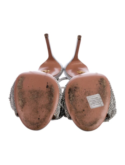 Aquazzura Leather Crystal Embellishments Slingback Pumps