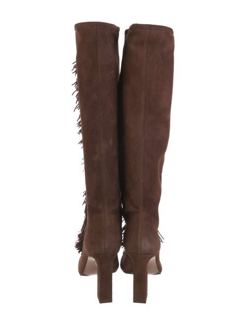 Aquazzura Suede Fringe Trim Accent Lace-Up Boots