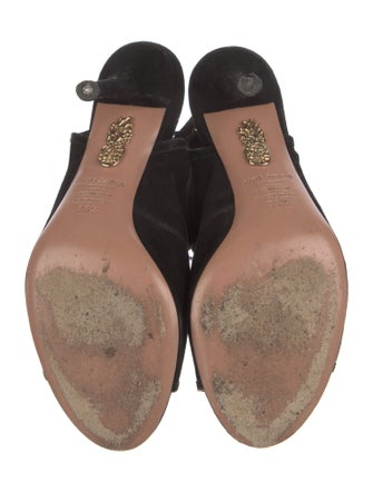 Aquazzura Suede Leather Trim Embellishment Sandals