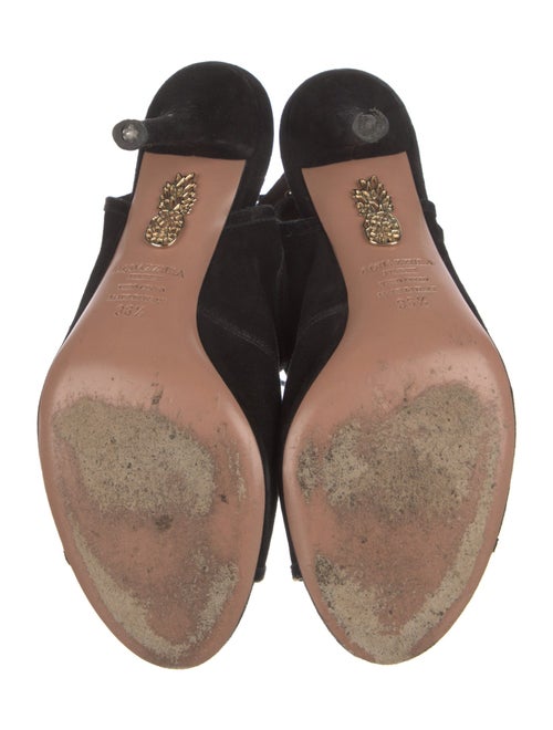 Aquazzura Suede Leather Trim Embellishment Sandals