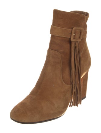 Aquazzura Suede Fringe Trim Accent Boots