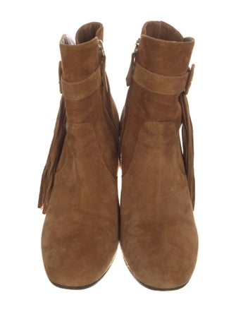 Aquazzura Suede Fringe Trim Accent Boots