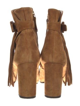 Aquazzura Suede Fringe Trim Accent Boots