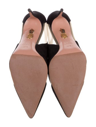 Aquazzura Suede Mesh Accents Slingback Pumps