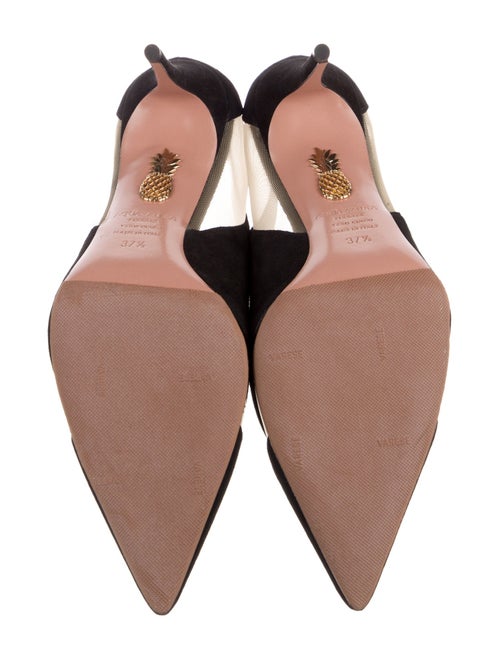 Aquazzura Suede Mesh Accents Slingback Pumps