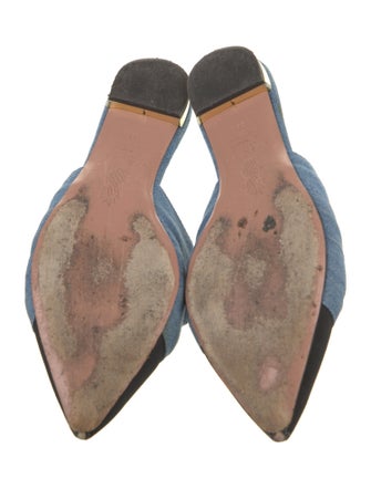 Aquazzura Denim Colorblock Pattern Mules