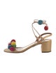 Aquazzura Raffia Pom-Pom Embellishments Sandals
