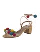 Aquazzura Raffia Pom-Pom Embellishments Sandals