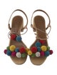 Aquazzura Raffia Pom-Pom Embellishments Sandals