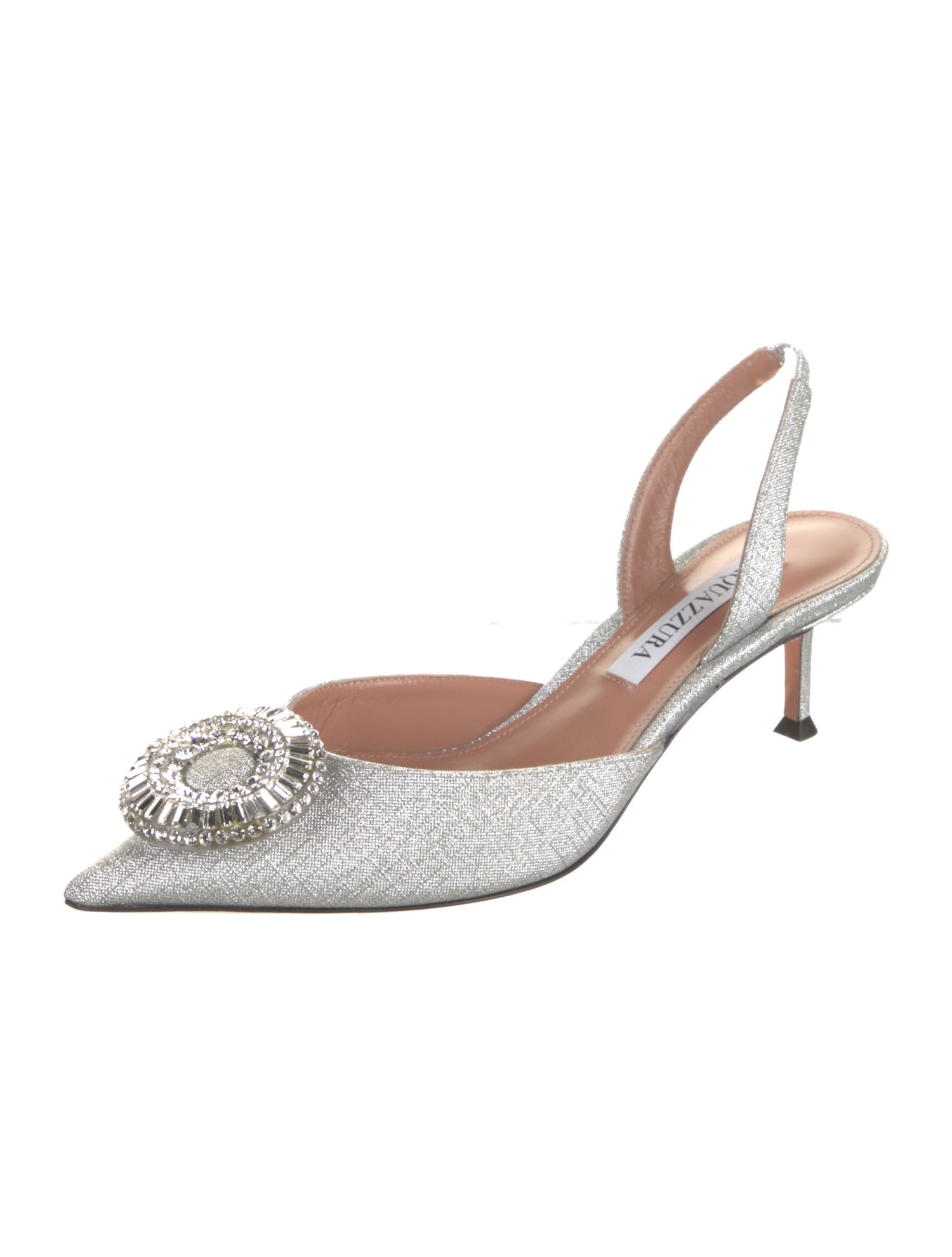 Aquazzura Glitter Crystal Embellishments Slingback Sandals