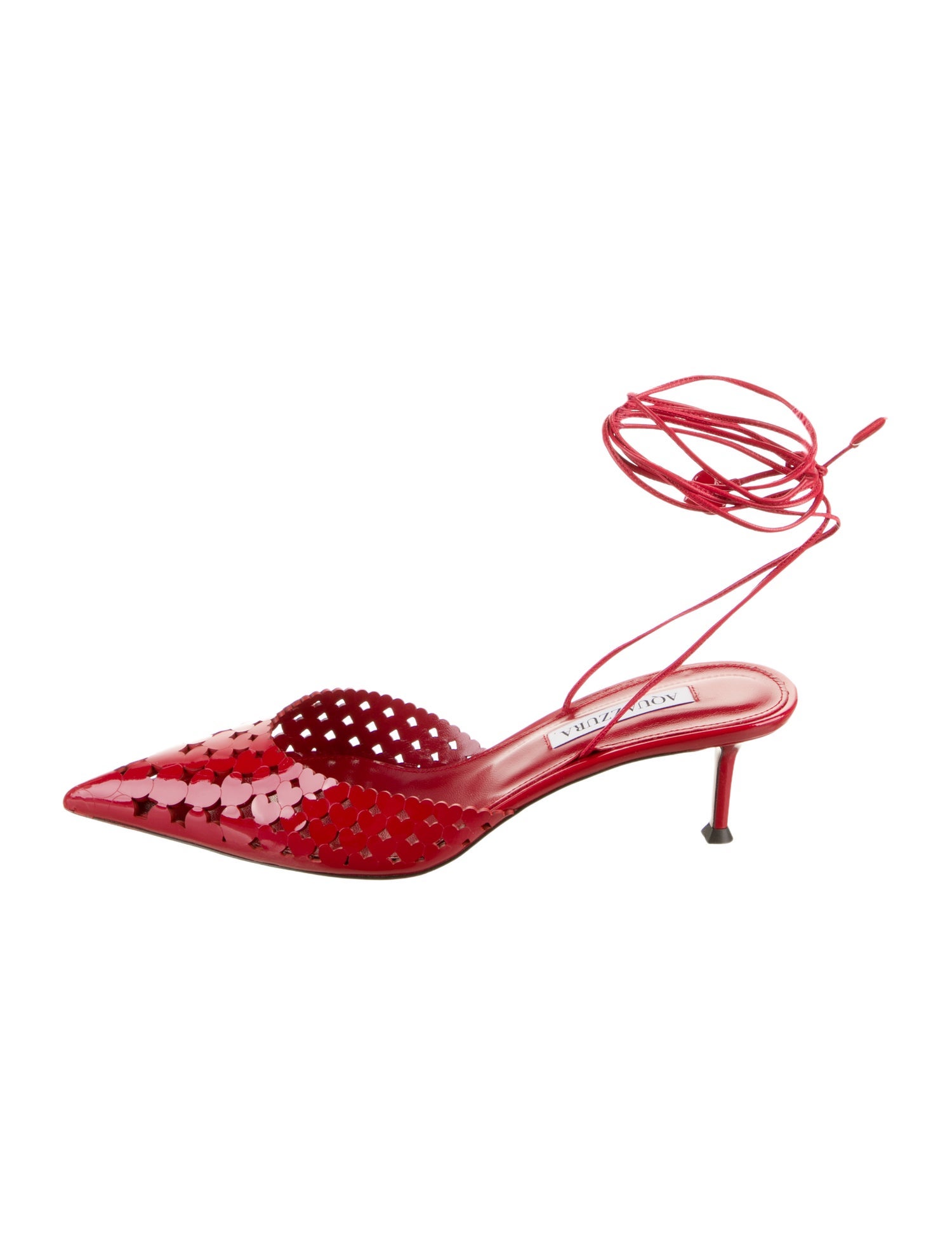Aquazzura Patent Leather Lasercut Accents Slingback Pumps
