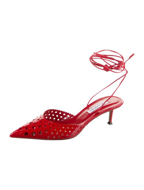 Aquazzura Patent Leather Lasercut Accents Slingback Pumps