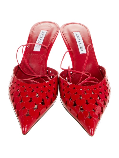 Aquazzura Patent Leather Lasercut Accents Slingback Pumps