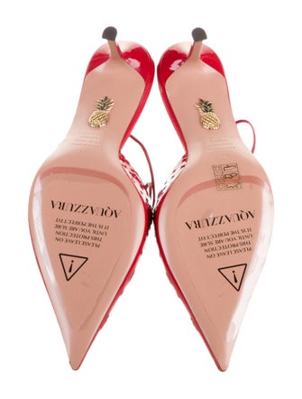 Aquazzura Patent Leather Lasercut Accents Slingback Pumps