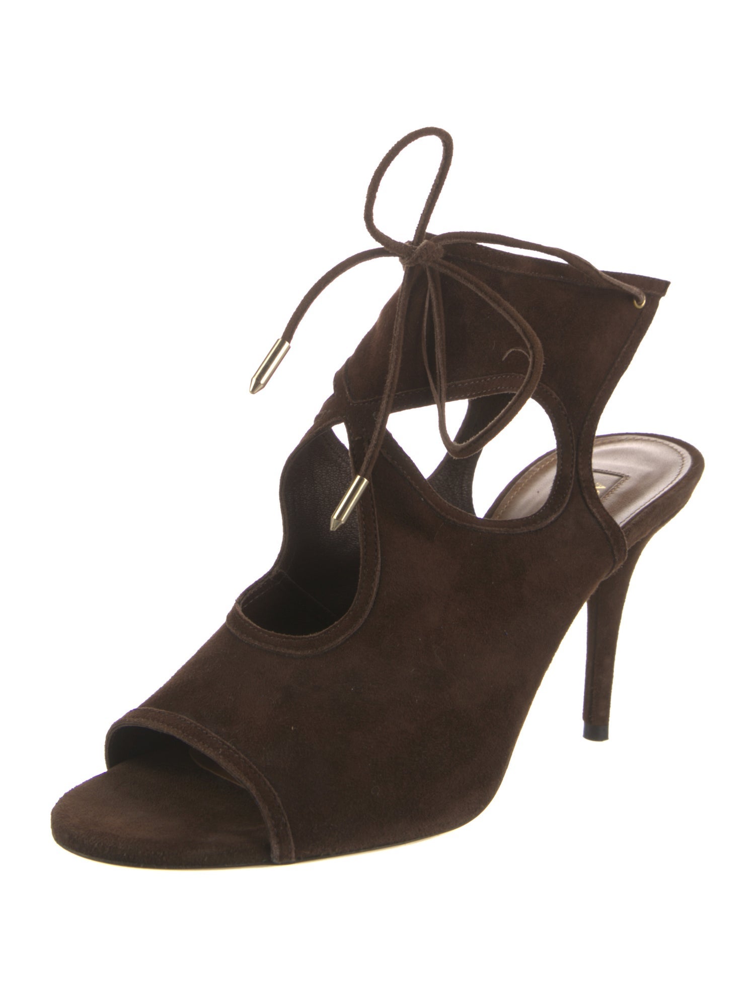 Aquazzura Suede Cutout Accent Slingback Sandals