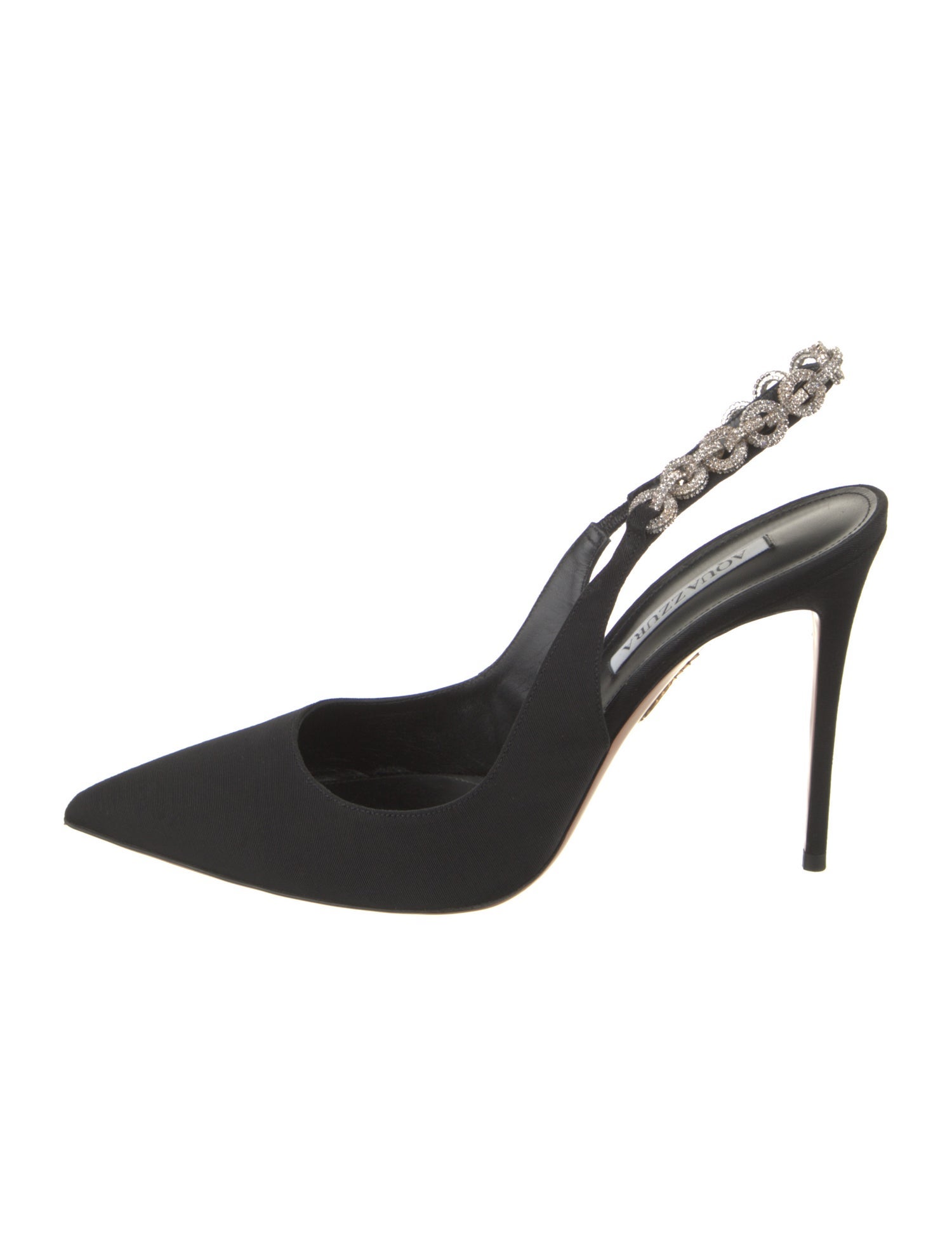 Aquazzura Nylon Chain-Link Accents Slingback Pumps