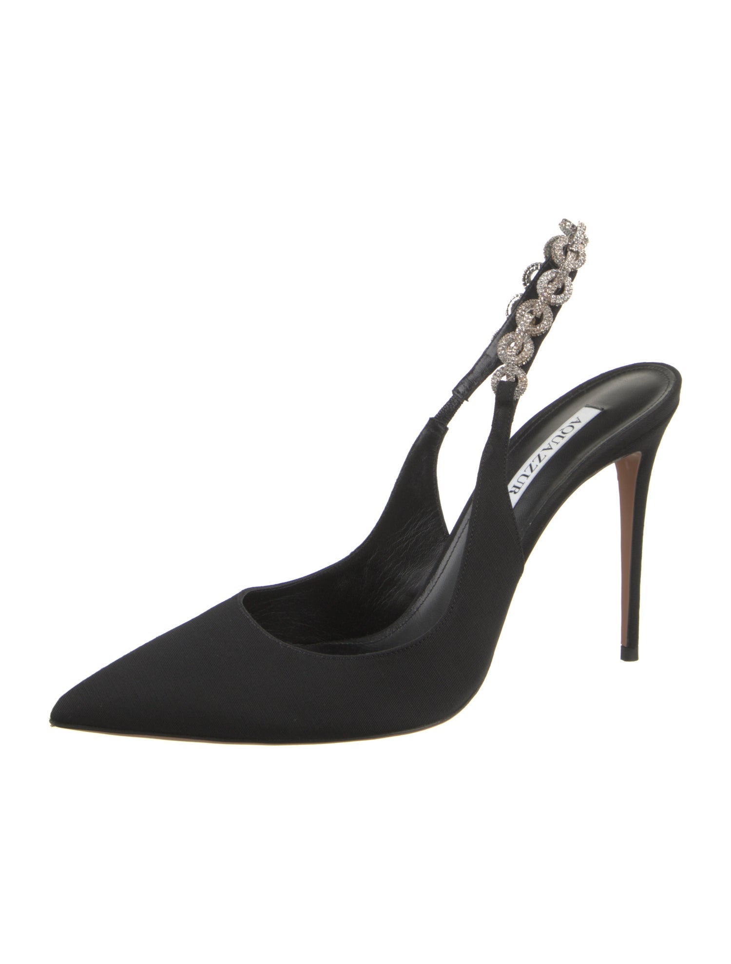 Aquazzura Nylon Chain-Link Accents Slingback Pumps