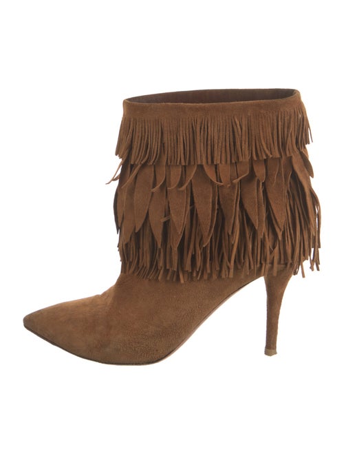 Aquazzura Suede Fringe Trim Accent Boots