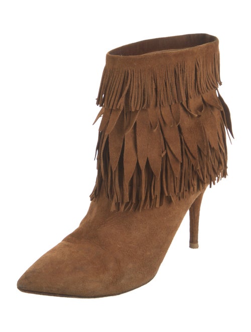 Aquazzura Suede Fringe Trim Accent Boots