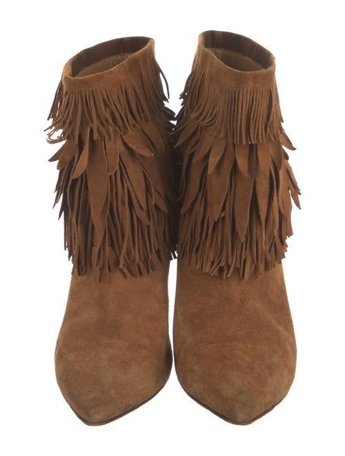 Aquazzura Suede Fringe Trim Accent Boots