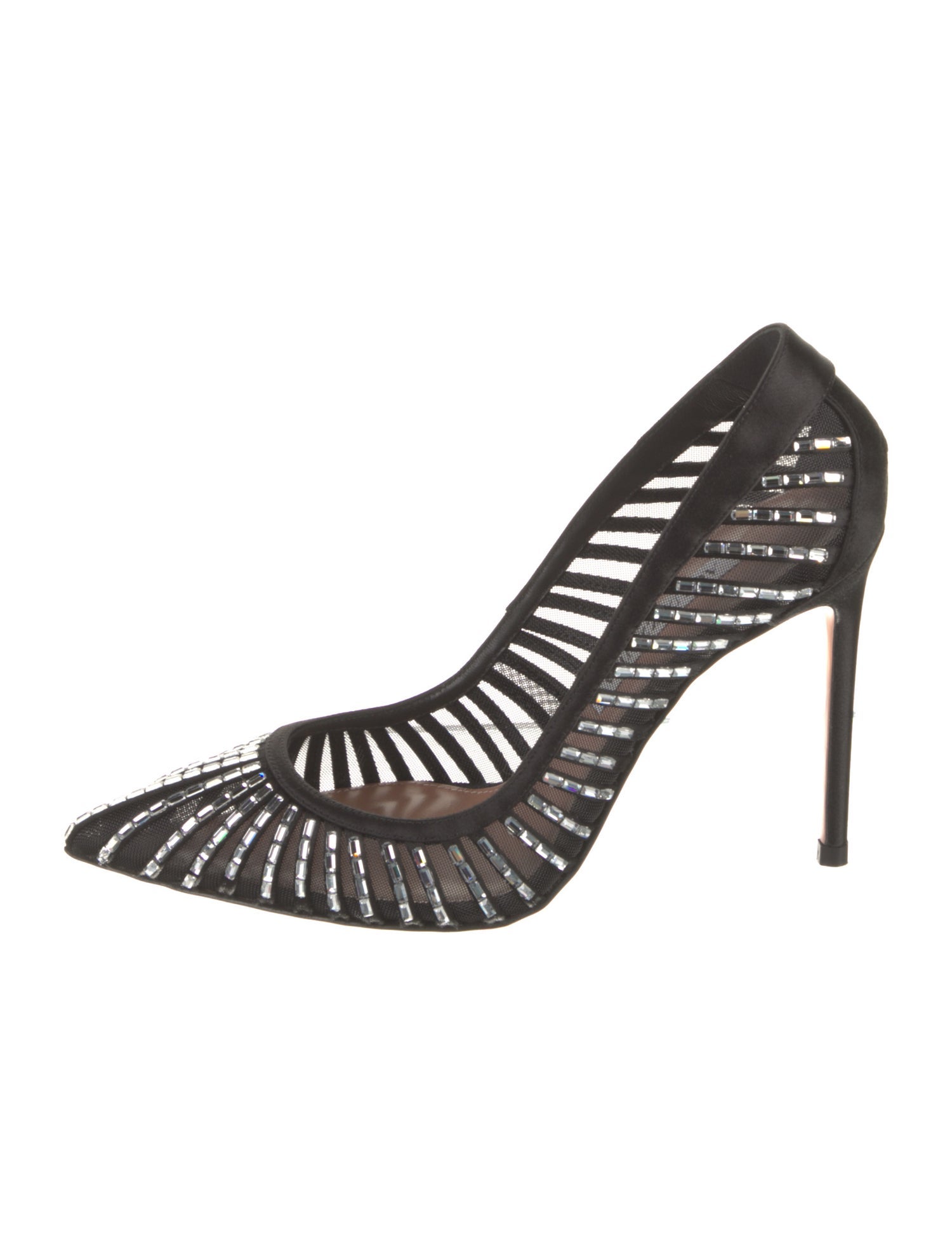 Aquazzura Satin Mesh Accents Pumps