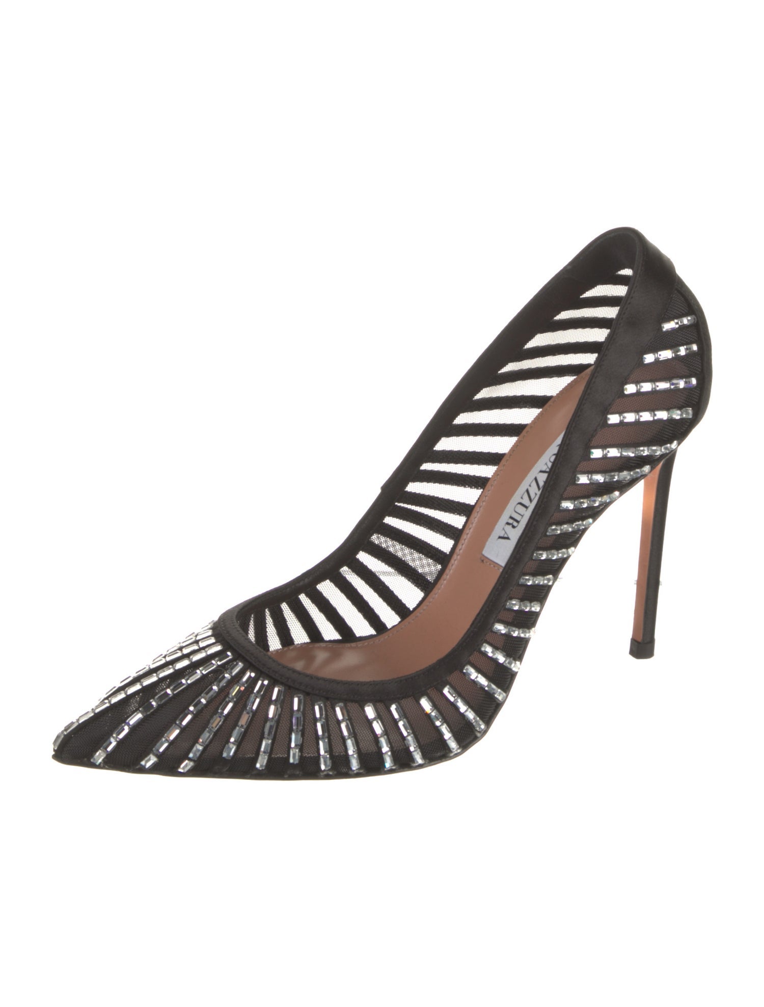 Aquazzura Satin Mesh Accents Pumps