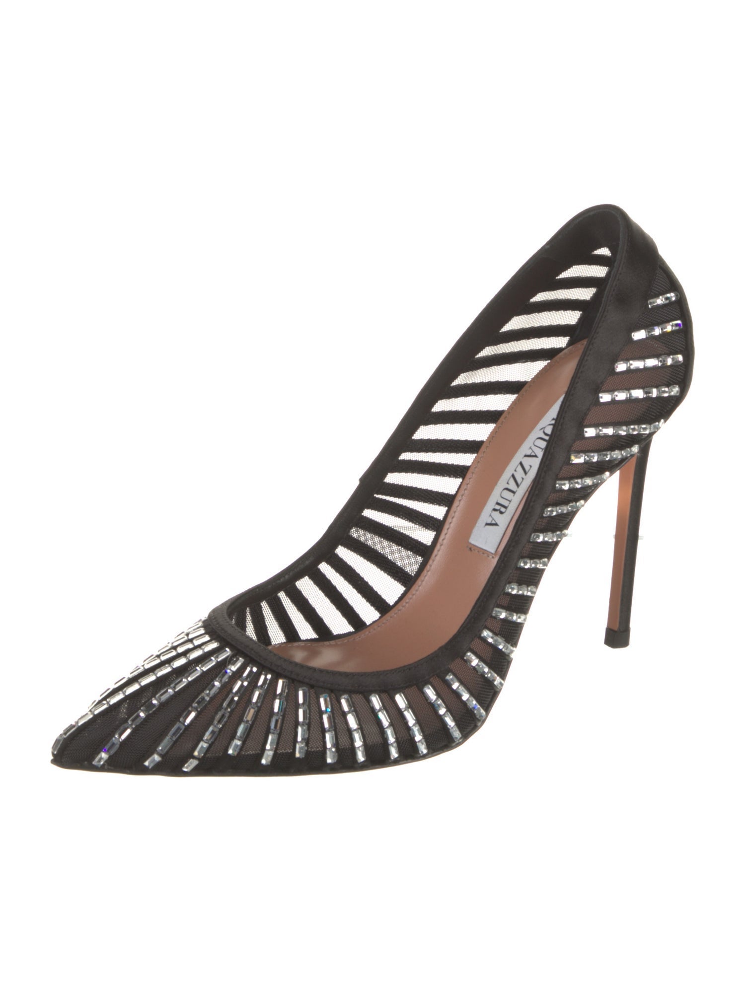Aquazzura Satin Mesh Accents Pumps