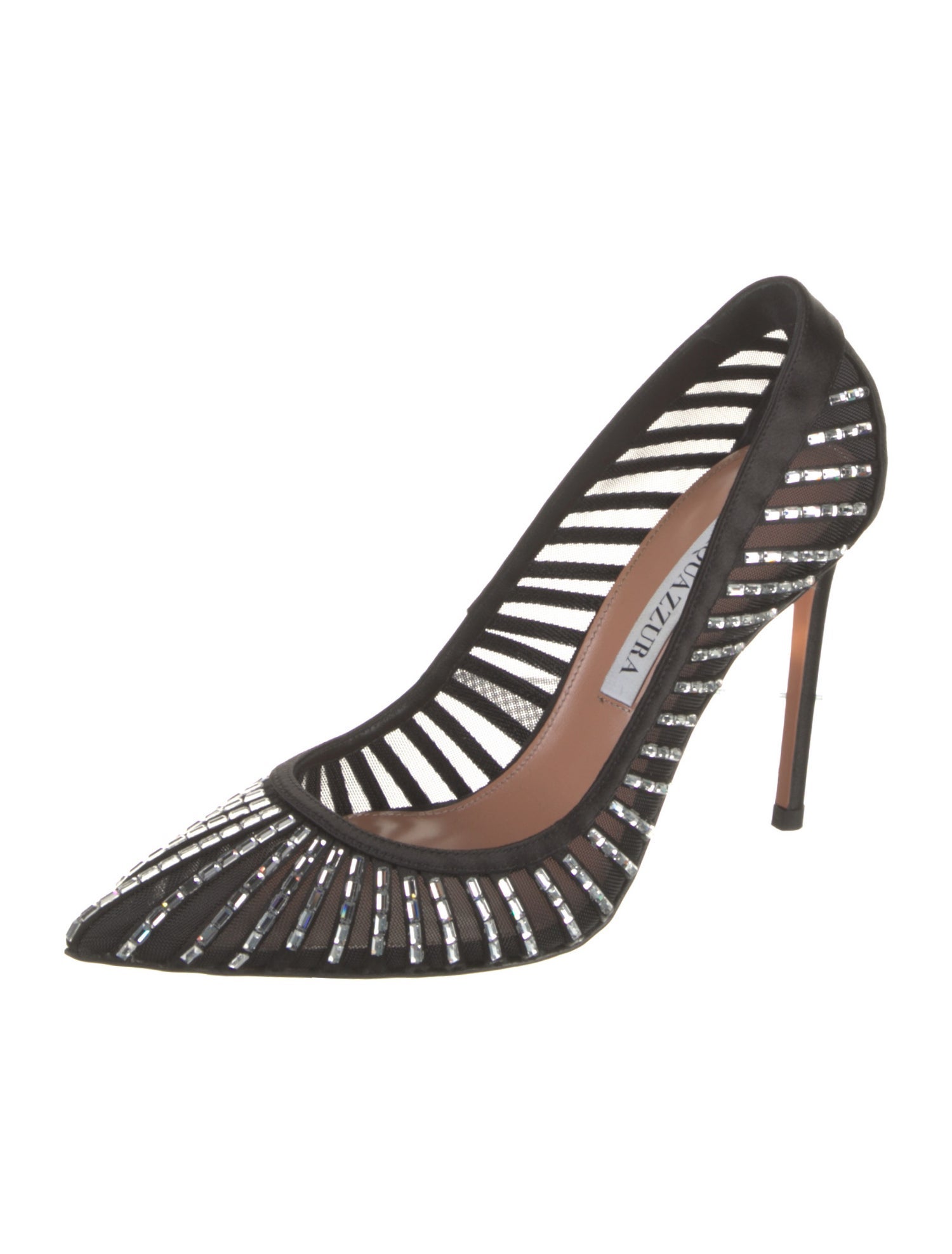 Aquazzura Satin Mesh Accents Pumps