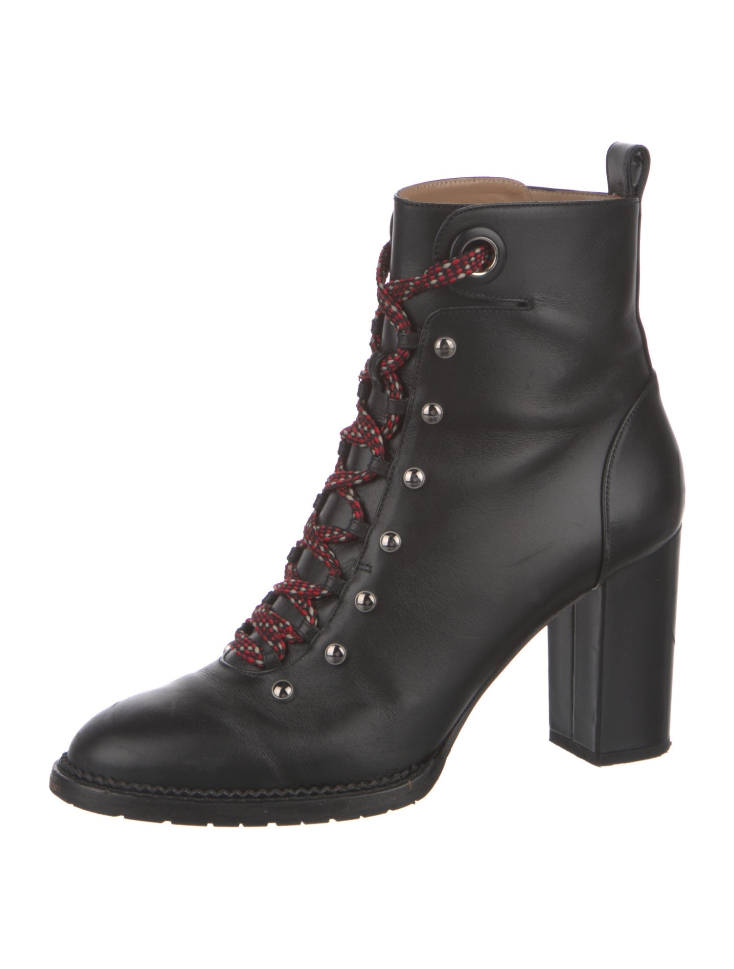 Aquazzura Leather Studded Accents Lace-Up Boots