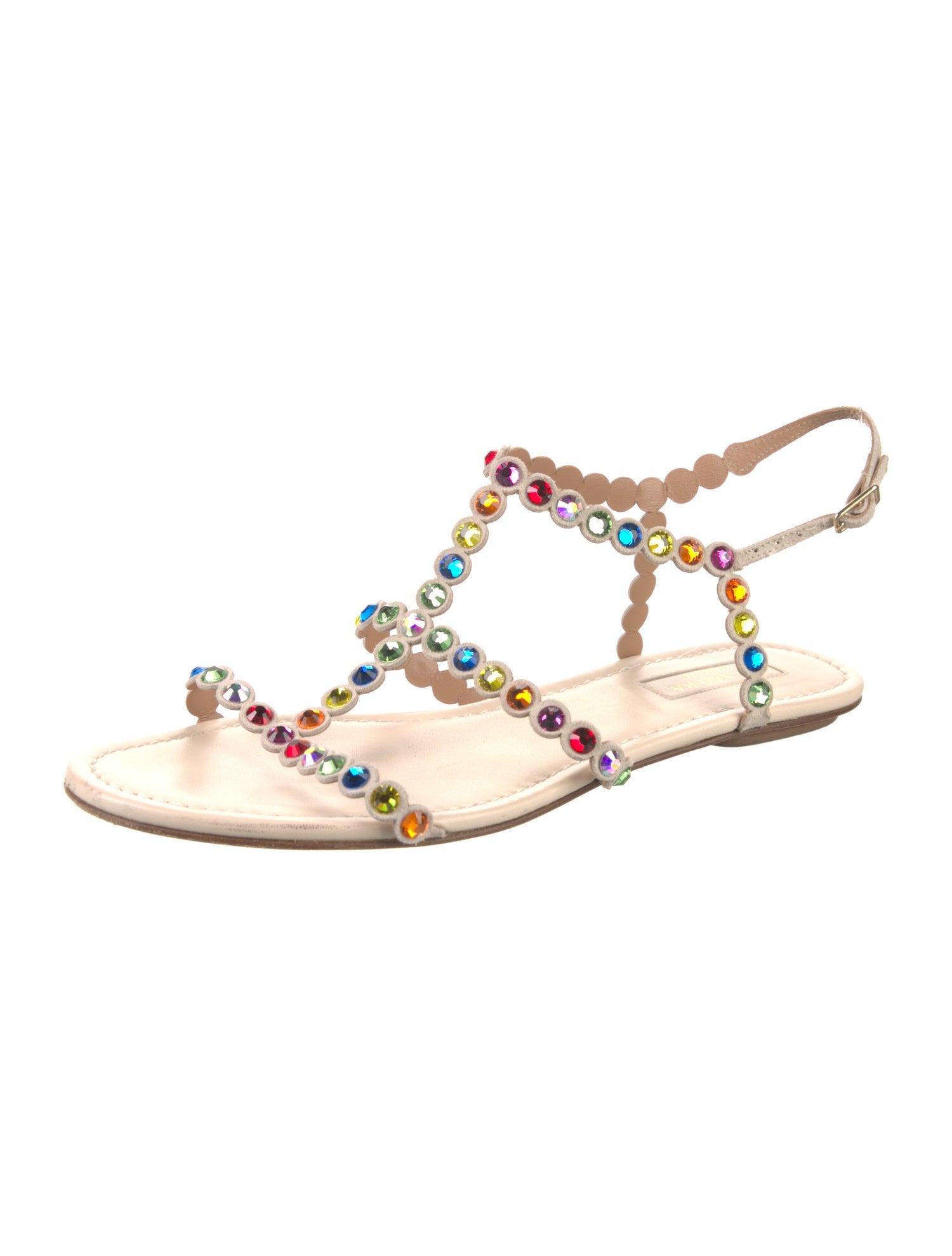 Aquazzura Leather Crystal Embellishments Gladiator Sandals