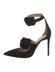 Aquazzura Suede Fur Trim D'Orsay Pumps