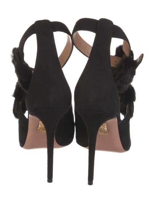 Aquazzura Suede Fur Trim D'Orsay Pumps