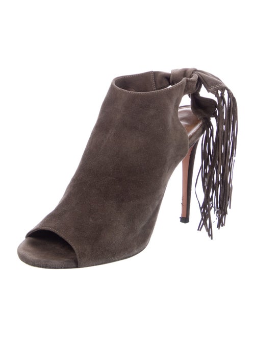 Aquazzura Suede Tassel Accents Slingback Sandals