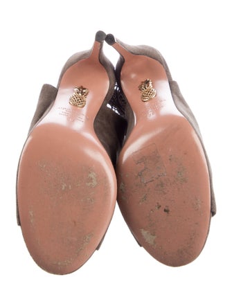 Aquazzura Suede Tassel Accents Slingback Sandals