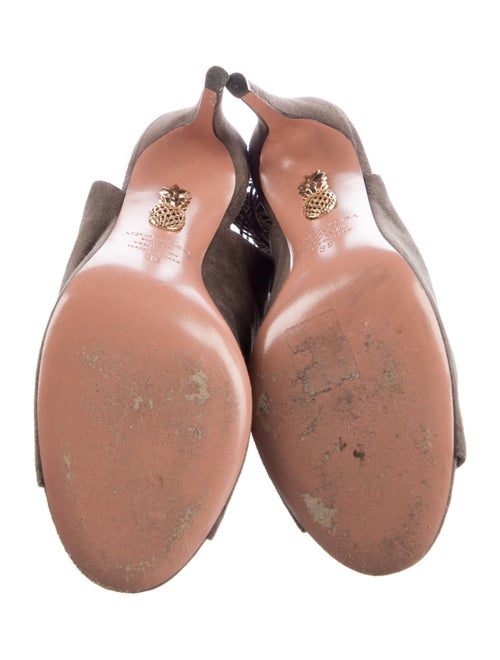 Aquazzura Suede Tassel Accents Slingback Sandals