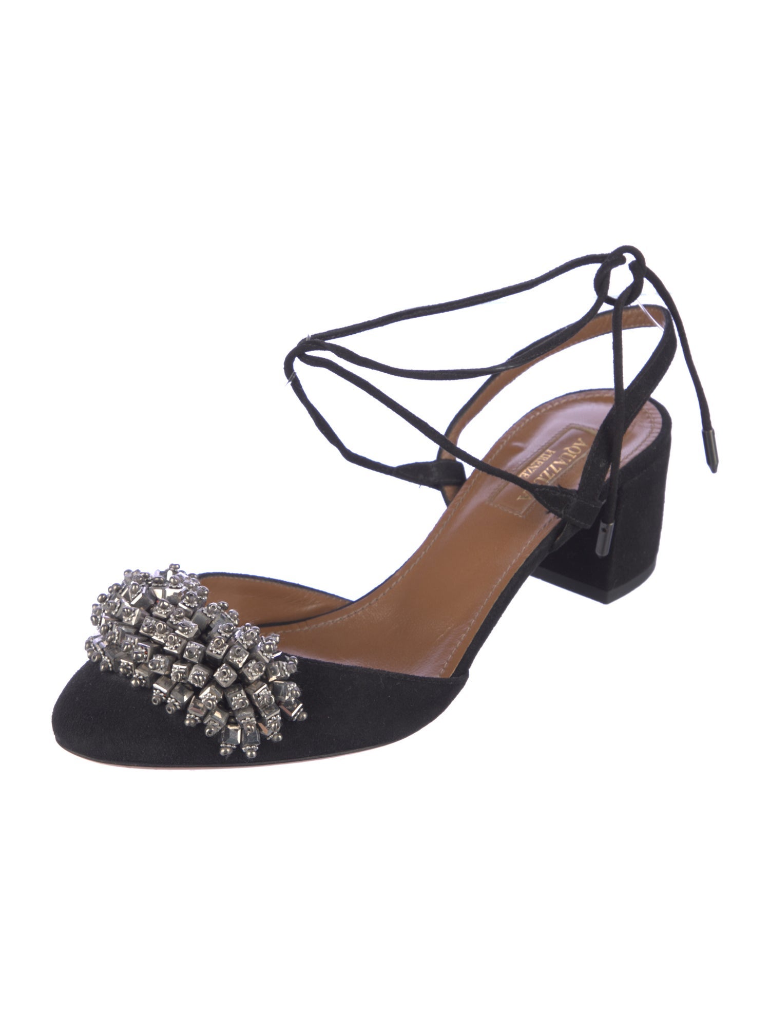 Aquazzura Suede Beaded Accents Sandals