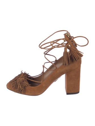 Aquazzura Suede Tassel Accents Pumps