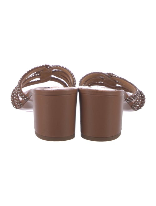 Aquazzura Leather Crystal Embellishments Slides