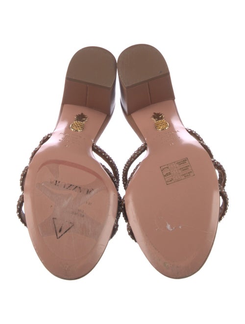 Aquazzura Leather Crystal Embellishments Slides