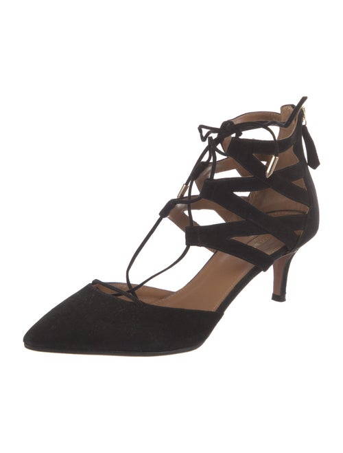 Aquazzura Suede T-Strap Pumps