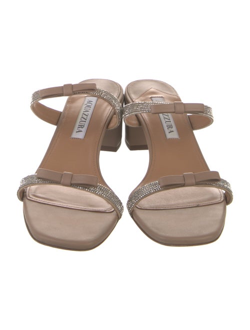 Aquazzura Leather Crystal Embellishments Slides