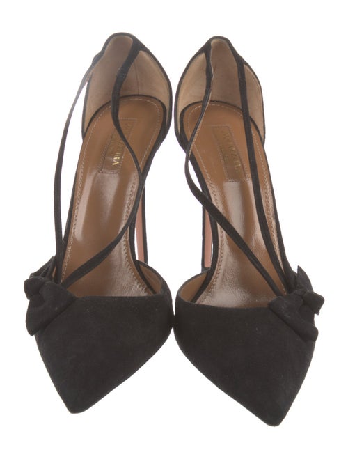 Aquazzura Suede Bow Accents Slingback Pumps