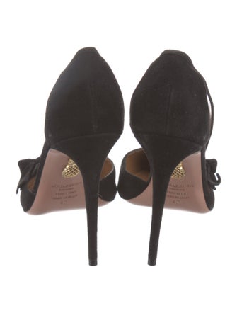 Aquazzura Suede Bow Accents Slingback Pumps