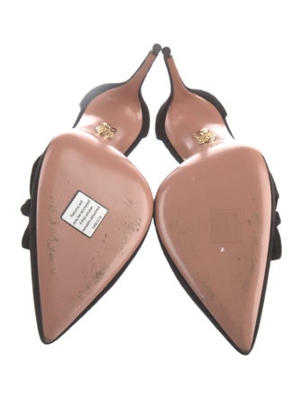 Aquazzura Suede Bow Accents Slingback Pumps