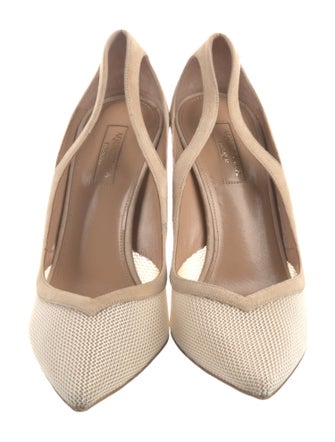 Aquazzura Suede Mesh Accents D'Orsay Pumps