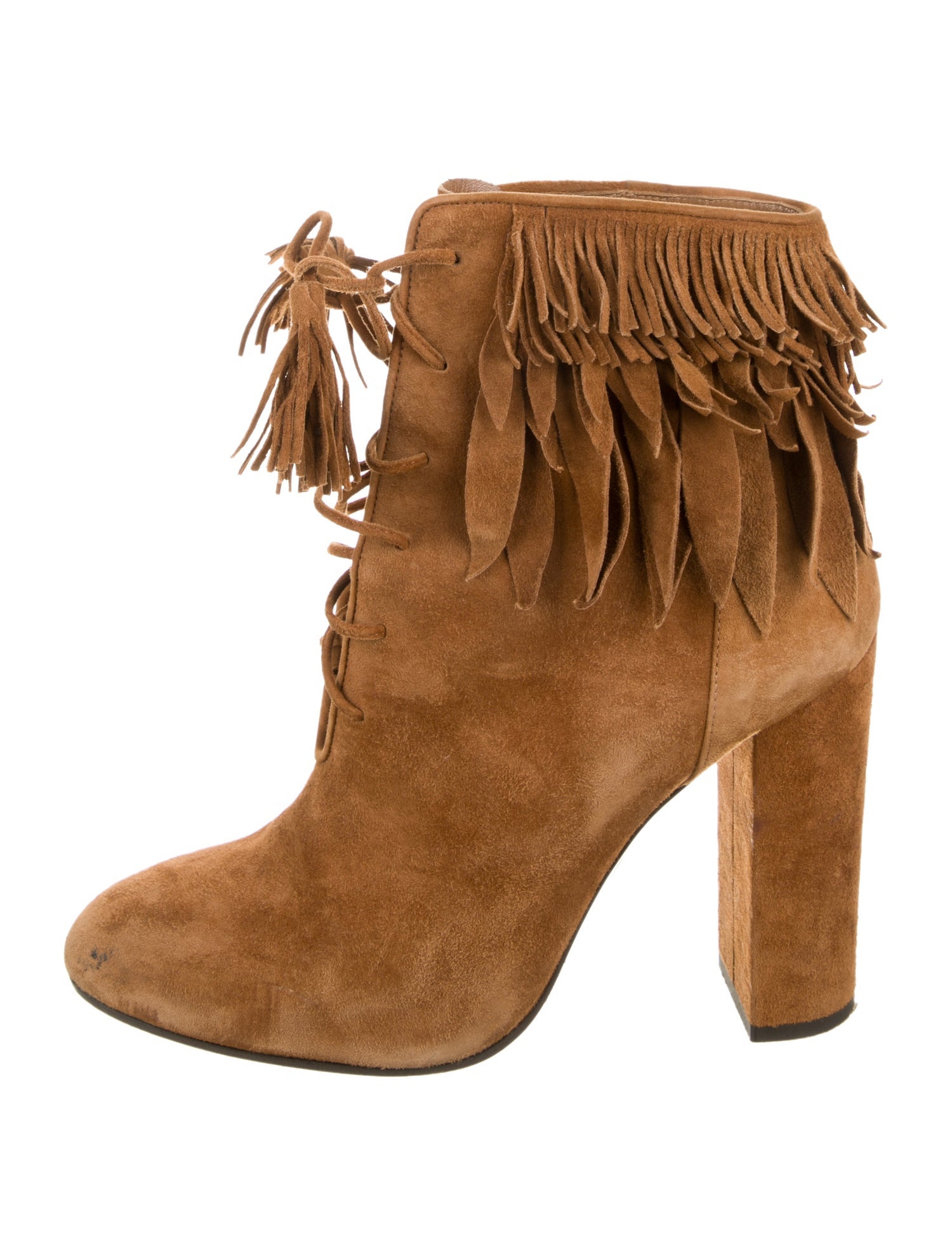 Aquazzura Suede Fringe Trim Accent Boots