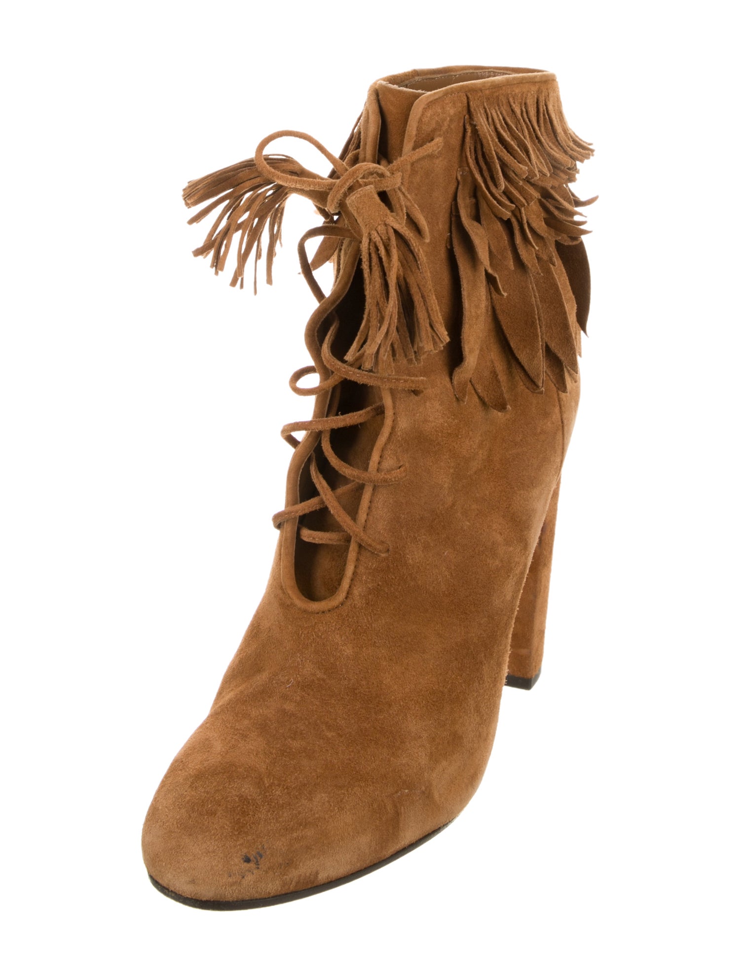 Aquazzura Suede Fringe Trim Accent Boots