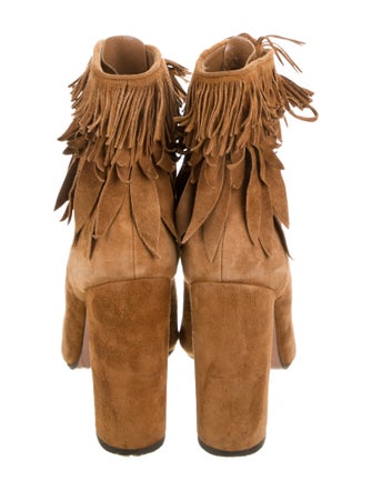 Aquazzura Suede Fringe Trim Accent Boots