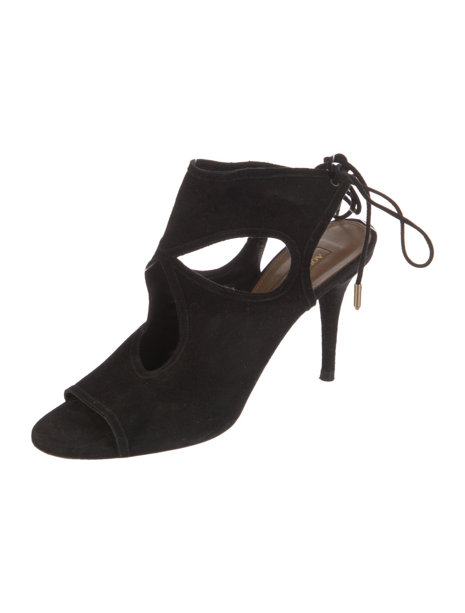 Aquazzura Suede Cutout Accent T-Strap Pumps